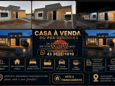Casa de Condomínio com 3 quartos em Jardim Europa, Jaguariaíva - 179m²
