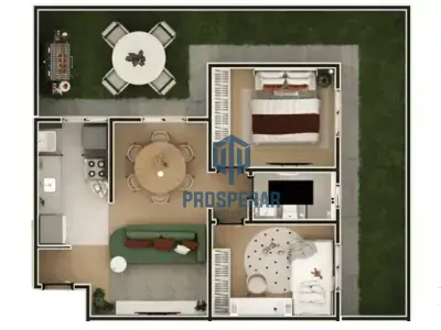 Área Privativa com 2 quartos em Centro, Santa Luzia - 45.06m²